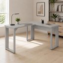 Ver imagem 1 de Escrivaninha em L 120 cm X 150 cm Home Office e Escritório Pés Metal F5 Office Cor:Cinza