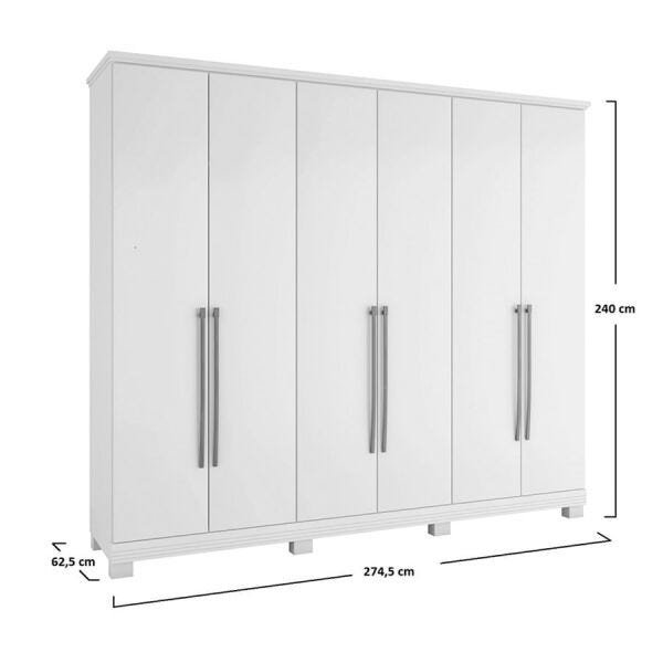 Guarda-Roupa Lombardy 274cm com 6 Portas Branco OOL - 5