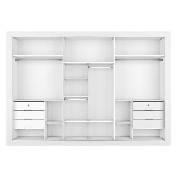 Guarda-Roupa Jardim 275cm com 1 Porta Espelhada 100% MDF Branco Dst - 6