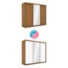 Guarda-Roupa Yasmin 216cm com 1 Porta Espelhada Nogueira / Branco Flex OOL - 2