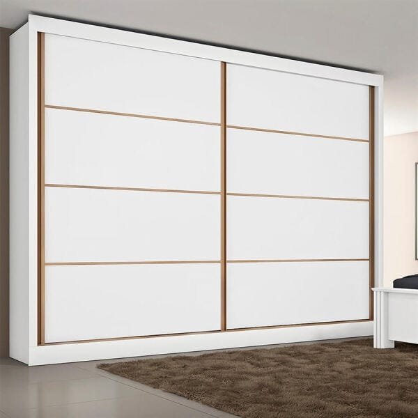 Guarda-Roupa Ester 228cm com 2 Portas de Correr 100% MDF Branco - 10