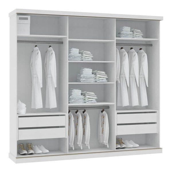 Guarda-Roupa Orlando 250cm com 3 Portas de Correr Branco Tx OOL - 7