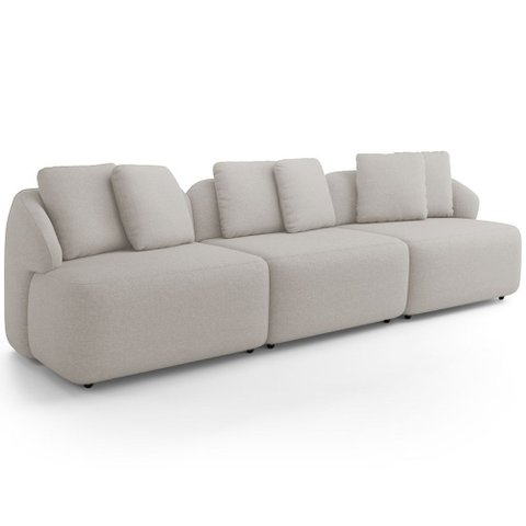 Sofá 3 Lugares para Sala de Estar Living 228cm Arlo F04 Linho Cru Tc-14031 - Lyam Decor