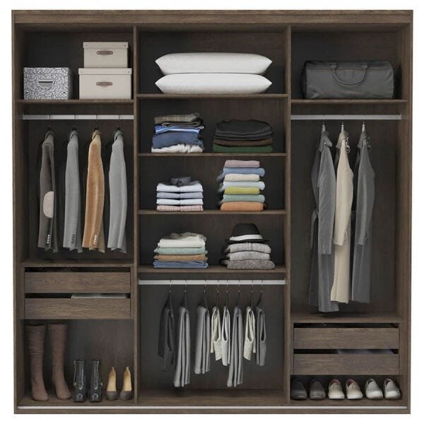 Guarda-Roupa Blima 227cm com 3 Portas de Correr 100% MDF Marsala OOL - 6