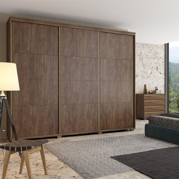 Guarda-Roupa Blima 227cm com 3 Portas de Correr 100% MDF Marsala OOL - 7