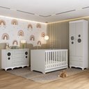 Ver imagem 1 de Quarto de Bebê Completo com Berço Americano 3 em 1 Suspiro Multimóveis Mp4628 Branco/off White