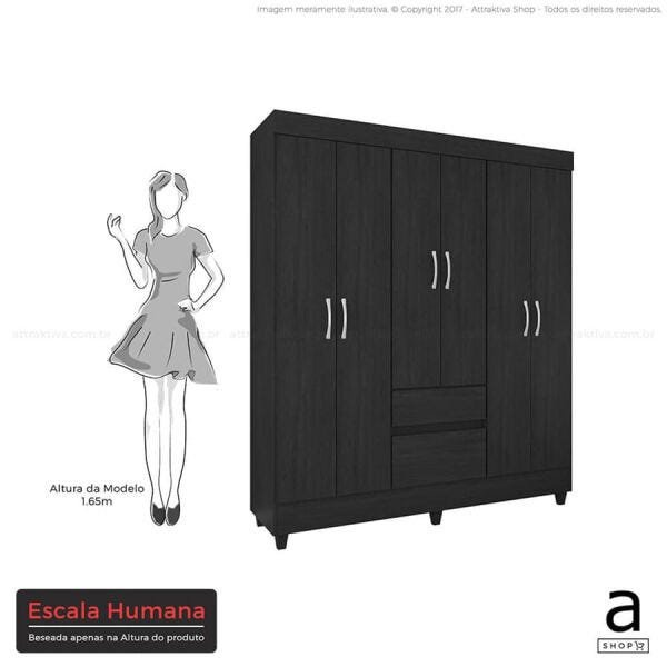 Guarda-Roupa Trolia com 6 Portas Ébano Touch Dst - 8