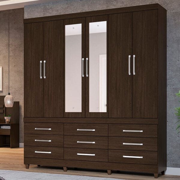 Guarda-Roupa Vitto com 6 Portas e 9 Gavetas Ébano Touch Dst - 10