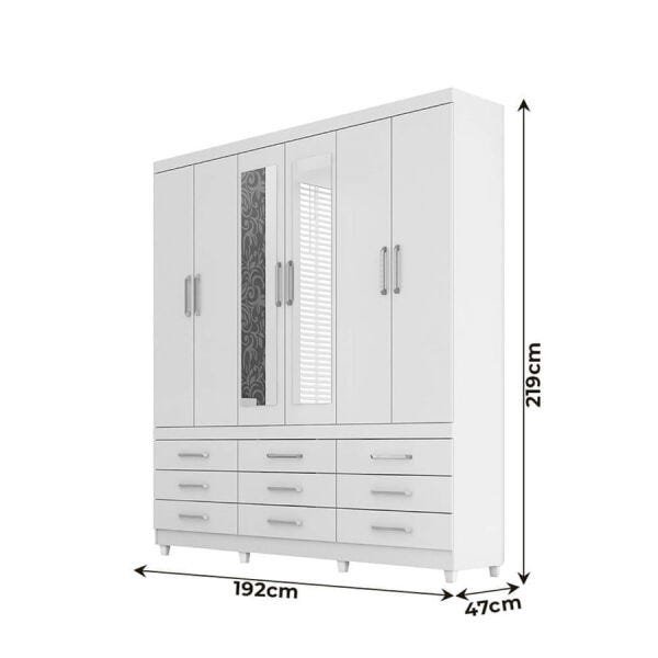 Guarda-Roupa Vitto com 6 Portas e 9 Gavetas Ébano Touch Dst - 7