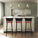Ver imagem 6 de Kit 3 Banquetas para Bancada Banco Alto Junco Preto Balcão Cozinha Gourmet Bar Área de Lazer Piscina