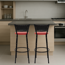 Ver imagem 6 de Kit 2 Banquetas para Bancada Banco Alto Junco Preto Balcão Cozinha Gourmet Bar Área de Lazer Piscina