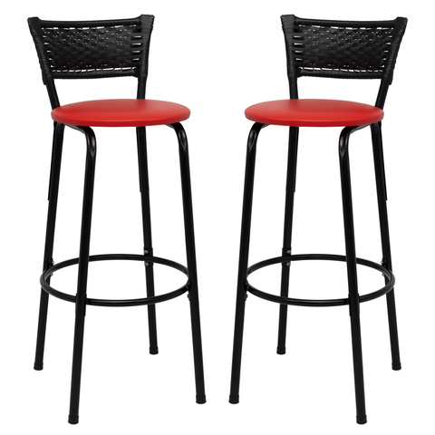 Kit 2 Banquetas para Bancada Banco Alto Junco Preto Balcão Cozinha Gourmet Bar Área de Lazer Piscina