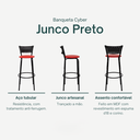 Ver imagem 3 de Kit 2 Banquetas para Bancada Banco Alto Junco Preto Balcão Cozinha Gourmet Bar Área de Lazer Piscina