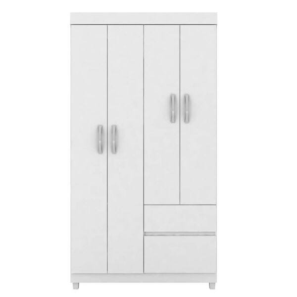 Guarda-Roupa Matizi com 4 Portas e 2 Gavetas Branco / Rosa Flex Dst - 3