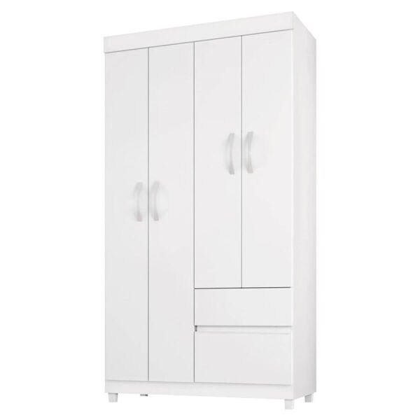 Guarda-Roupa Matizi com 4 Portas e 2 Gavetas Branco / Rosa Flex Dst - 1