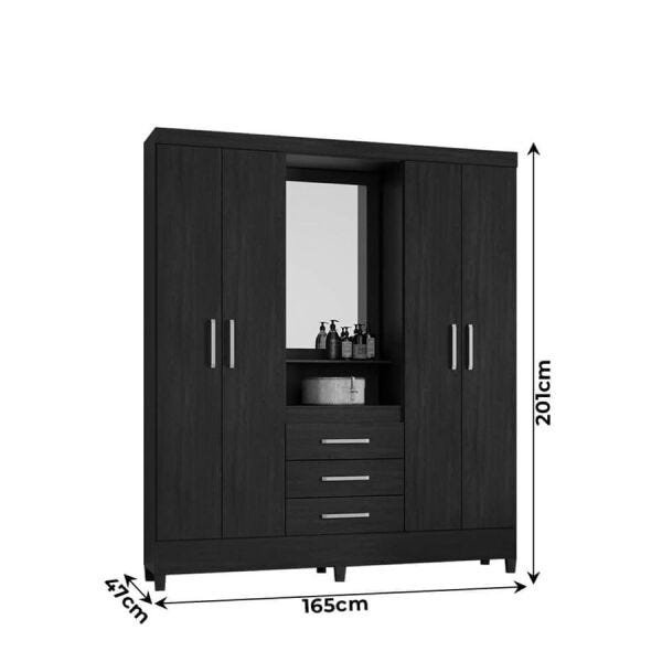 Guarda-Roupa Japela com 4 Portas e 3 Gavetas Branco / Rosa Flex Dst - 7