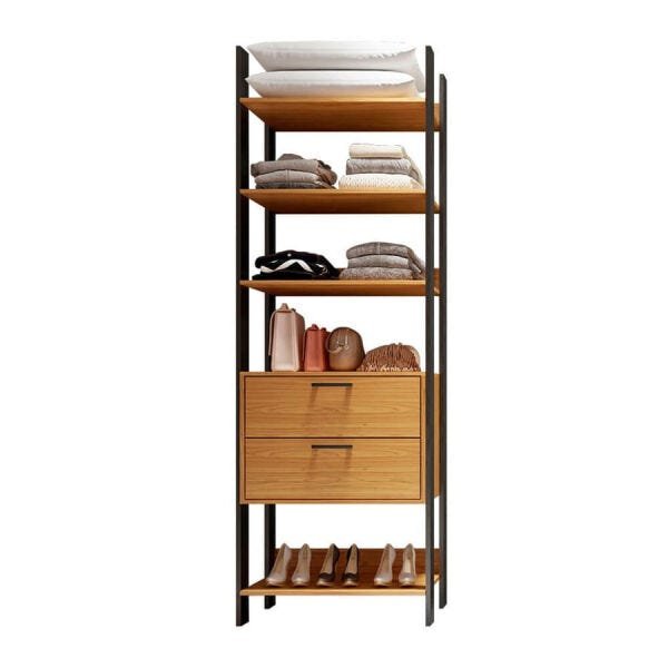 Closet Modulado Hera (L: 73cm) com 2 Gavetas e 4 Prateleiras 100% MDF Freijó / Preto - 1