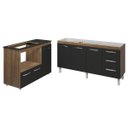 Ver imagem 1 de Balcão Cozinha Gabinete de Pia 160 Cm Estela e Balcão para Fogão Cooktop 5 Bocas e Forno Elétrico Al