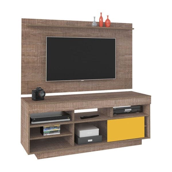 Home Theater Marte Flex para TV de até 47" com Nichos e Porta Canela / Amarelo - 1