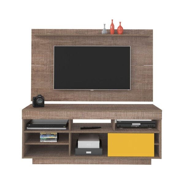 Home Theater Marte Flex para TV de até 47" com Nichos e Porta Canela / Amarelo - 3