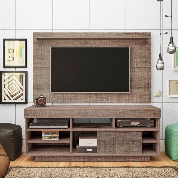 Home Theater Marte Flex para TV de até 47" com Nichos e Porta Canela / Amarelo - 10