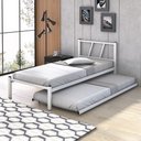 Ver imagem 1 de Cama Auxiliar Solteiro em Aço Industrial com Rodízios - Branco