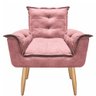 Poltrona Opalla Cadeira Decorativa Suede Rosa para Escritório Sala de Estar Recepção - 3