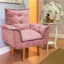 Ver imagem 1 de Poltrona Opalla Cadeira Decorativa Suede Rosa para Escritório Sala de Estar Recepção
