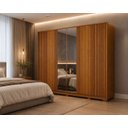 Ver imagem 1 de Guarda Roupa Grande Mdf Ripado Espelho 6 Portas Premium Arbo
