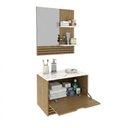 Ver imagem 4 de Conjunto para Banheiro Balcão com Espelho sem Cuba 60cm 3689 Bn Marrom/Amêndoa/Marmore Branco