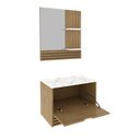 Ver imagem 5 de Conjunto para Banheiro Balcão com Espelho sem Cuba 60cm 3689 Bn Marrom/Amêndoa/Marmore Branco