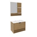 Ver imagem 2 de Conjunto para Banheiro Balcão com Espelho sem Cuba 60cm 3689 Bn Marrom/Amêndoa/Marmore Branco