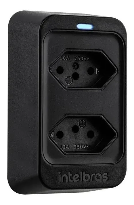 Tomada Dupla Protetor Elétrico Contra Surtos Intelbras Eps 302 Bivolt Preto - 1
