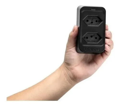 Tomada Dupla Protetor Elétrico Contra Surtos Intelbras Eps 302 Bivolt Preto - 2