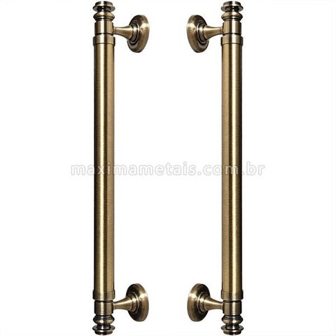 Puxador Duplo Porta Pivotante Correr Rústico Davinci 450mm Bronze Antigo