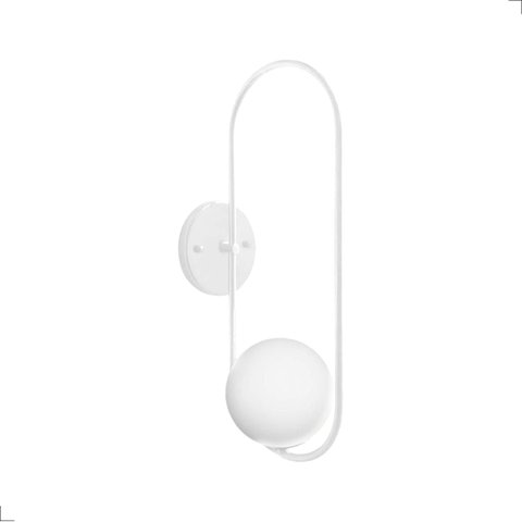 Luminária de Parede Arandela Pendulo Branco C/ Globo de Vidro Leitoso 1xg9 Bivolt