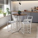 Ver imagem 1 de Conjunto Mesa Redonda Imbuia 4 Cadeiras Pequena Estofado Industrial White