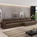 Ver imagem 1 de Sofá Retrátil 8 Lugares 484cm 4 Módulos Nero com USB Couro Cappuccino G52 - Gran Belo