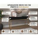 Ver imagem 2 de Buffet Aparador Industrial Preto para Sala Recepção Escritorio Eros 110cm Base de Ferro Dourado