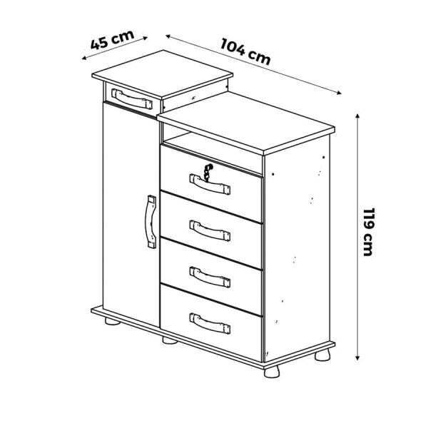 Cômoda Mateo com 4 Gavetas e 2 Portas Nature - 4