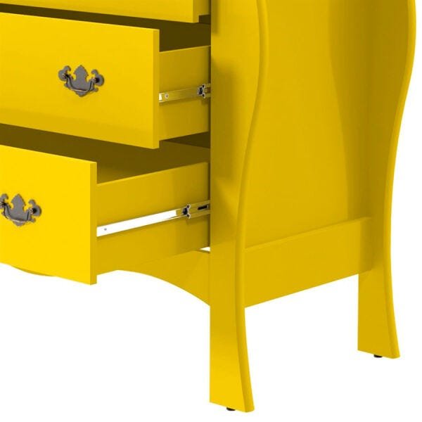 Cômoda Dulek com 3 Gavetas 100% Mdf Amarelo Ool Cômoda Dulek com 3 Gavetas 100% Mdf Amarelo - 3