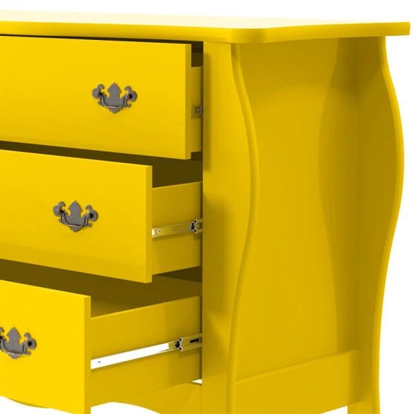 Cômoda Dulek com 3 Gavetas 100% Mdf Amarelo Ool Cômoda Dulek com 3 Gavetas 100% Mdf Amarelo - 4