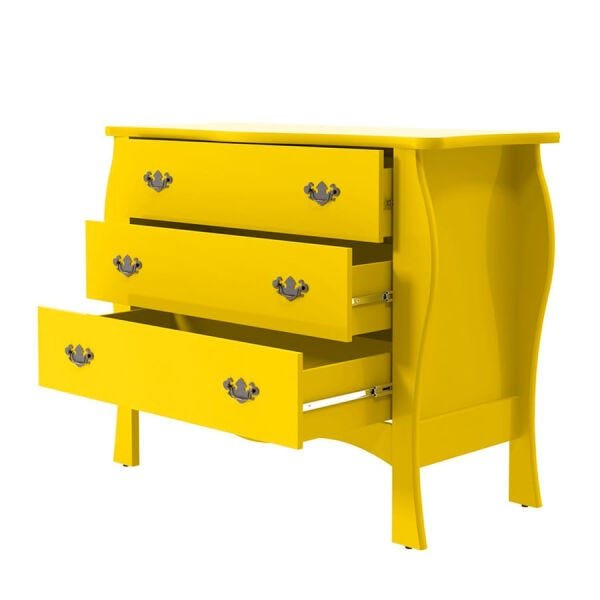 Cômoda Dulek com 3 Gavetas 100% Mdf Amarelo Ool Cômoda Dulek com 3 Gavetas 100% Mdf Amarelo - 2