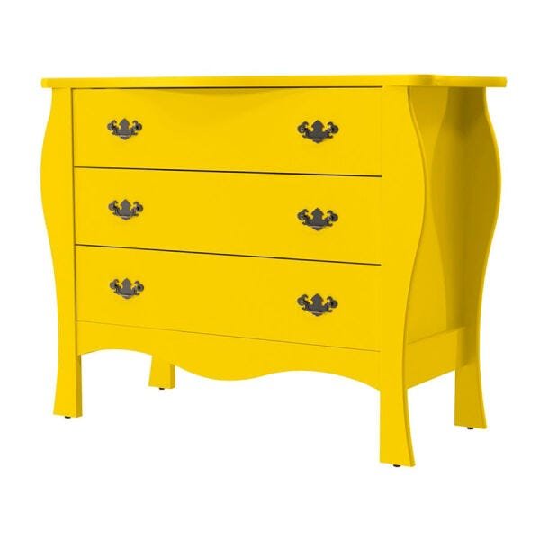 Cômoda Dulek com 3 Gavetas 100% Mdf Amarelo Ool Cômoda Dulek com 3 Gavetas 100% Mdf Amarelo - 1