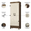 Ver imagem 2 de Armário Multiuso Thales S01 2 Portas 3 Prateleiras 60cm Marrom Mpozenato