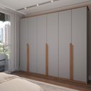 Ver imagem 1 de Guarda-roupa Casal Calábria Slim 6 Portas 6 Gavetas Cinza/nature - Panorama Móveis
