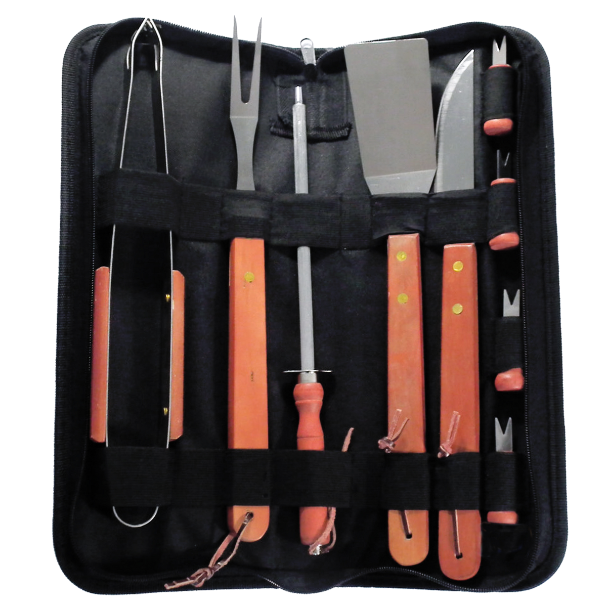 Kit Churrasco Advantage Faqueiro com Maleta Nylon 10 Peças Cabo Longo Madeira Aço Inox - 2