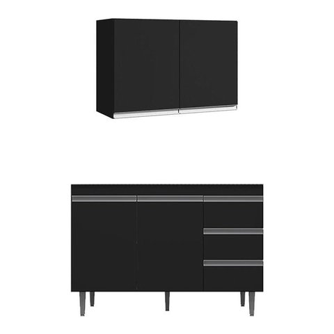 Armário Aéreo 80 Cm com Balcão de Pia 100 Cm Andréia Preto – Ajl