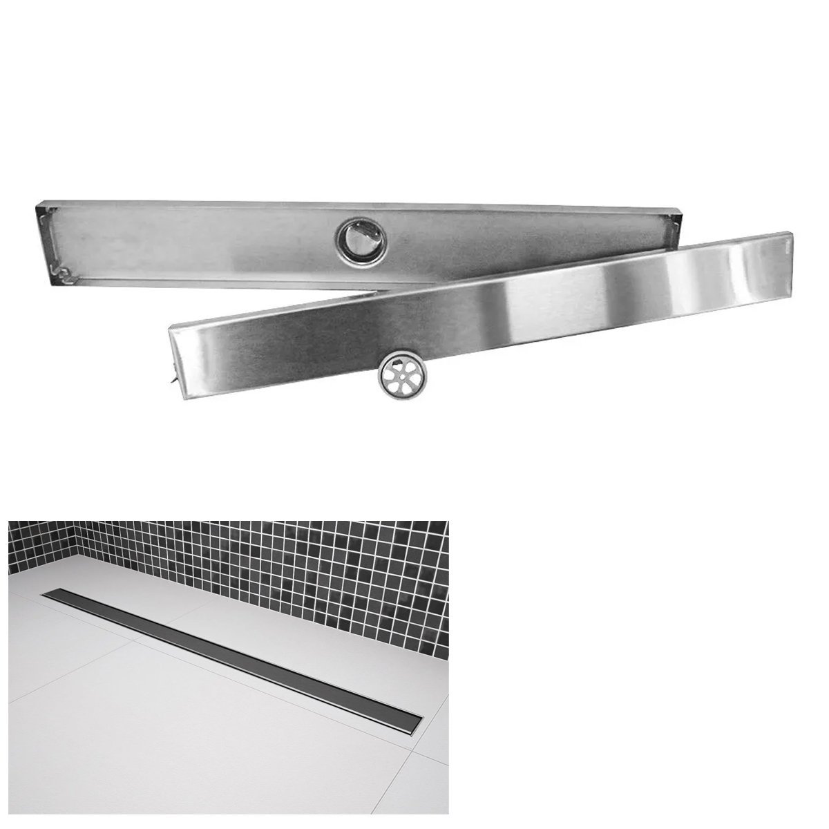 Ralo Oculto Linear Invisivel Aço Inox 60cm Anti Inseto Anti Odor Banheiro Lavabo Seguro Resistente L