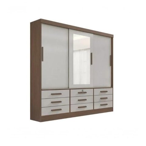 Guarda Roupa Meridian 3 Portas Castanho/Off D Doro Móveis